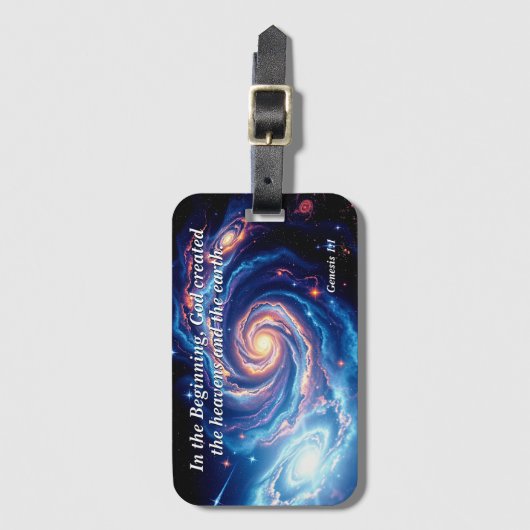 In het begin, God & Schepping Vers Bagagelabel (Voorkant (verticaal))