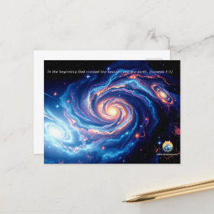 In het begin, God & Schepping Vers Briefkaart