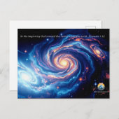 In het begin, God & Schepping Vers Briefkaart (Voorkant / Achterkant)