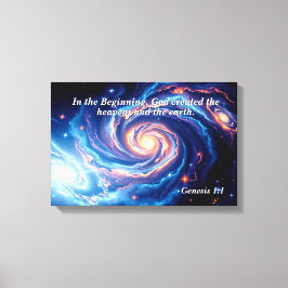 In het begin, God & Schepping Vers Canvas Afdruk