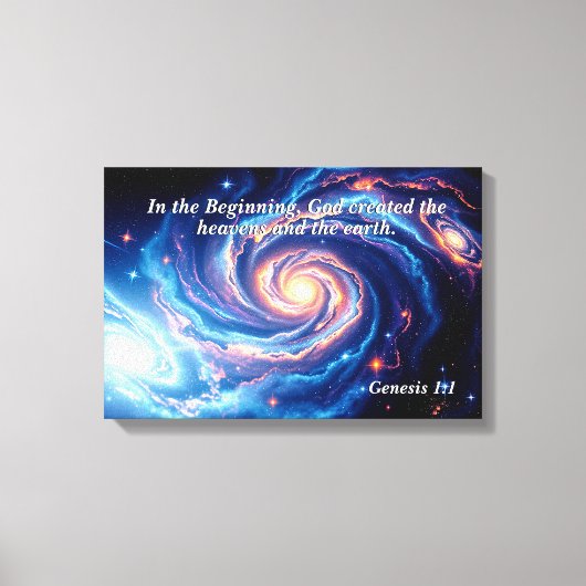 In het begin, God & Schepping Vers Canvas Afdruk (Voorkant)