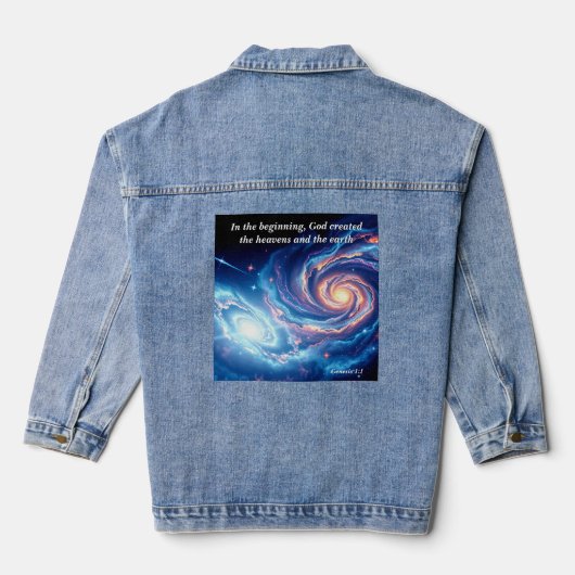 In het begin, God & Schepping Vers Denim Jacket (Achterkant)