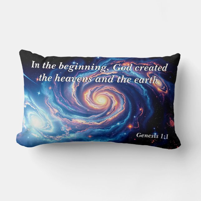 In het begin, God & Schepping Vers Kussen (Voorkant)