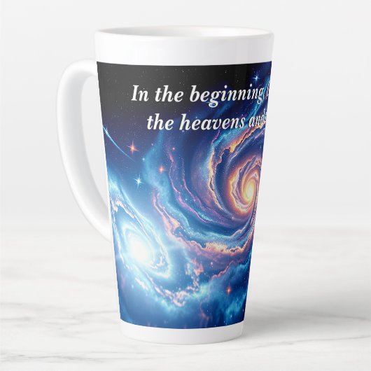 In het begin, God & Schepping Vers Latte Mok (Linkerhoek)