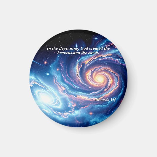 In het begin, God & Schepping Vers Magneet (Voorkant)