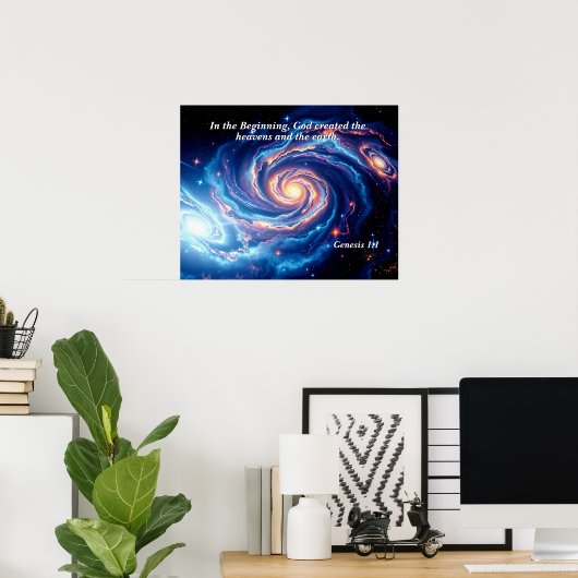 In het begin, God & Schepping Vers Poster (Thuiskantoor)