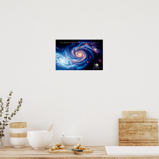 In het begin, God & Schepping Vers Poster (Keuken)