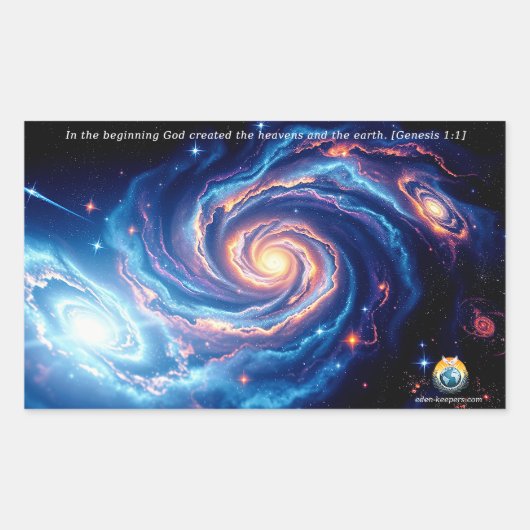 In het begin, God & Schepping Vers Rechthoekige Sticker (Voorkant)