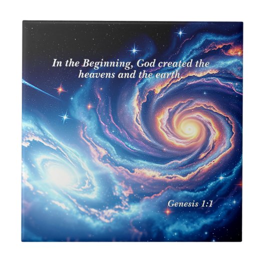 In het begin, God & Schepping Vers Tegeltje (Voorkant)