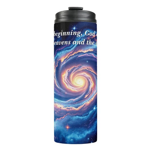 In het begin, God & Schepping Vers Thermosbeker (Voorkant)