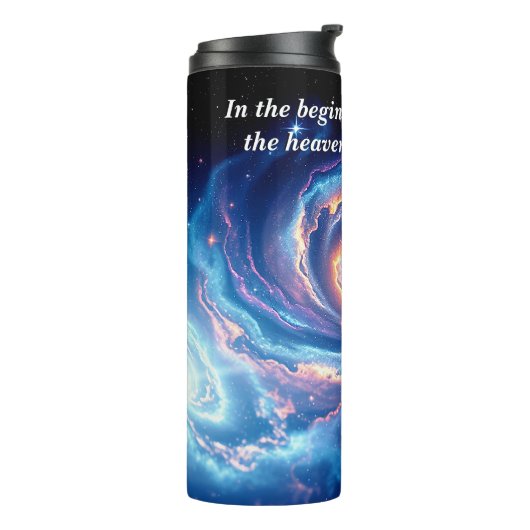 In het begin, God & Schepping Vers Thermosbeker (Gedraaid links)