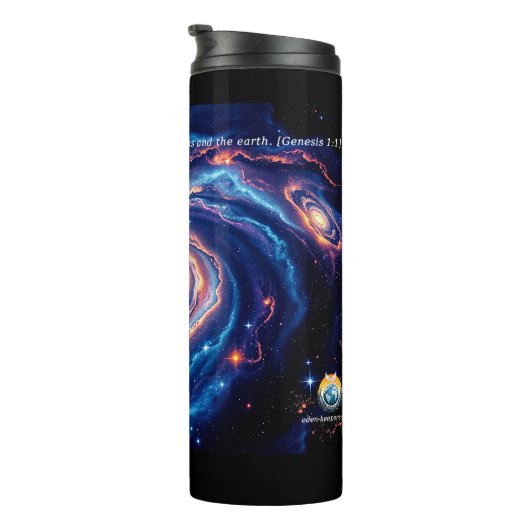 In het begin, God & Schepping Vers Thermosbeker (Geroteerd rechts)
