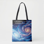 In het begin, God & Schepping Vers Tote Bag (Voorkant)