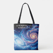 In het begin, God & Schepping Vers Tote Bag (Achterkant)