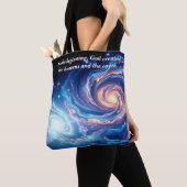 In het begin, God & Schepping Vers Tote Bag (Dichtbij)