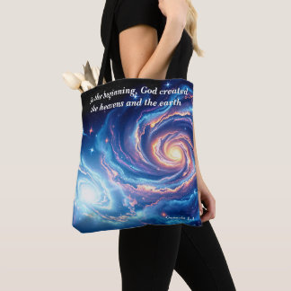 In het begin, God & Schepping Vers Tote Bag