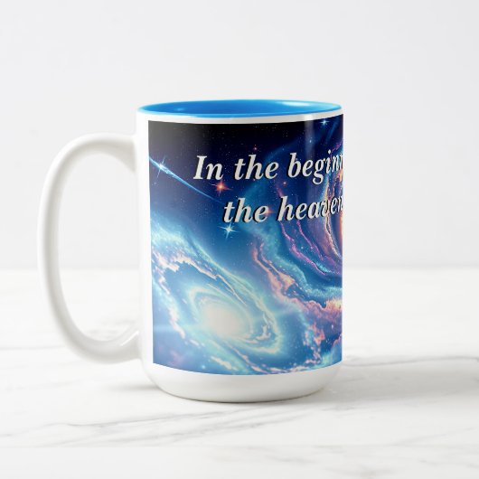 In het begin, God & Schepping Vers Tweekleurige Koffiemok (Links)