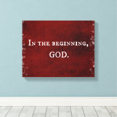 In het begin, God Schrift citaat Canvas Afdruk (Insitu (Houten vloer))