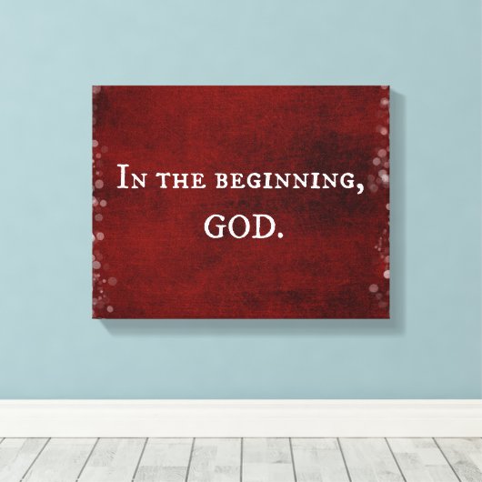 In het begin, God Schrift citaat Canvas Afdruk (Insitu (Houten vloer))