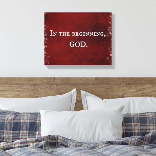 In het begin, God Schrift citaat Canvas Afdruk (Insitu (Slaapkamer))