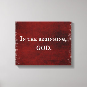 In het begin, God Schrift citaat Canvas Afdruk