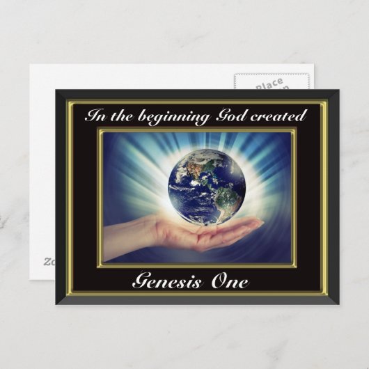 In het begin schiep God Genesis 1 Planet Bl. Briefkaart (Voorkant / Achterkant)