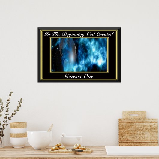 In het begin schiep God Genesis 1 Poster (Keuken)