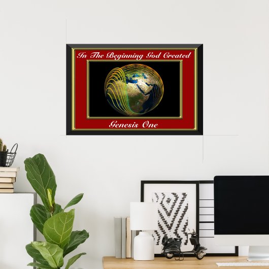In het begin schiep God Genesis Red Poster (Thuiskantoor)