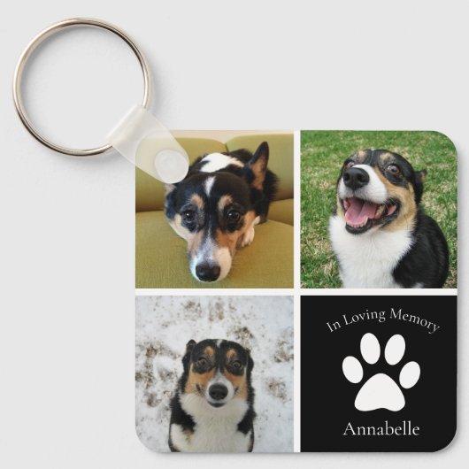 In het Behouden van de Aangepaste Dog Foto Collage Sleutelhanger (Voorkant)