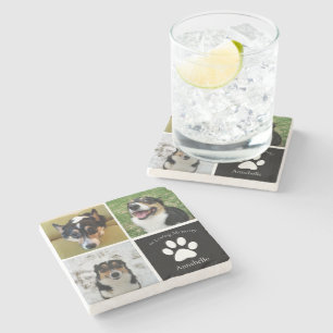 In het Behouden van de Aangepaste Dog Foto Collage Stenen Onderzetter