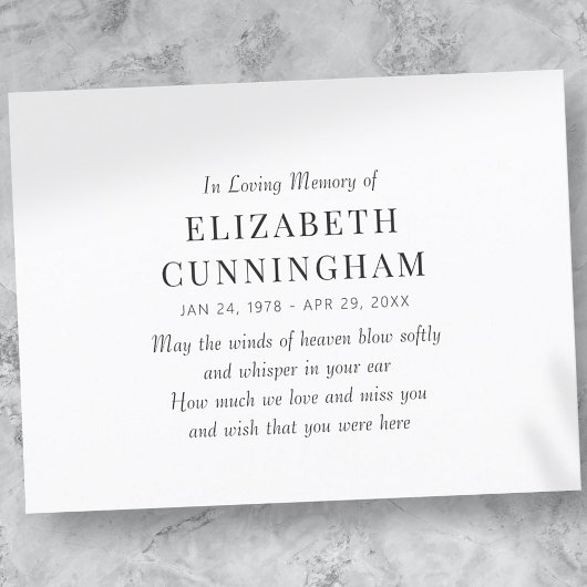 In het belang van het geheugen is het moderne aankondigingskaart