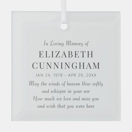 In het belang van het geheugen is het moderne glas ornament (Voorkant)