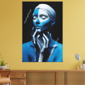 In het blauw geverfd blauw canvas afdruk (Insitu (Woonkamer))