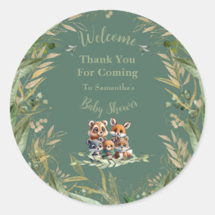 In het bos: babyshower bedankje ronde sticker