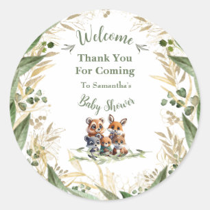 In het bos: babyshower bedankje ronde sticker