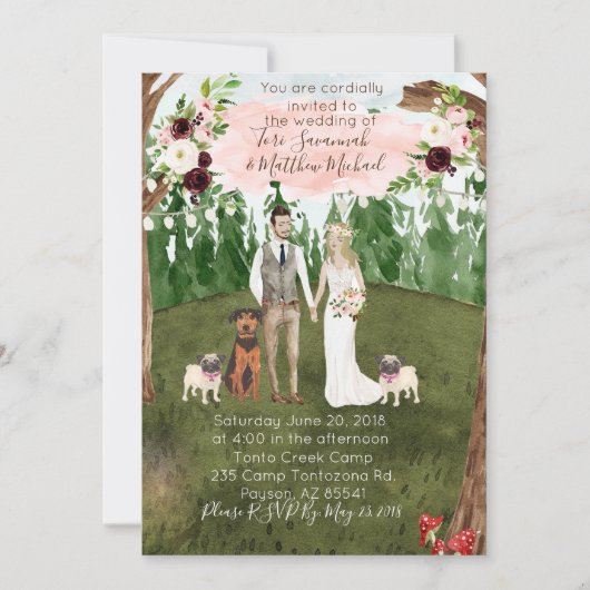 In het bos bruiloft uitnodiging (Voorkant)