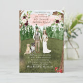 In het bos bruiloft uitnodiging met hond-2 honden (Staand voorkant)