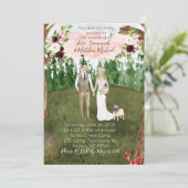 In het bos bruiloft uitnodiging - met huisdier mop (Staand voorkant)