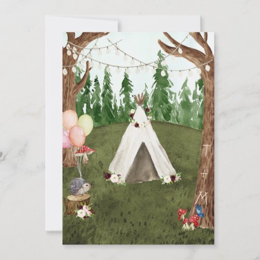 In het bos bruiloft uitnodiging - met huisdier mop (Achterkant)