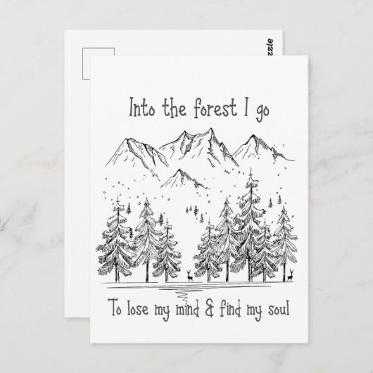 In het bos ga ik mijn geest verliezen, mijn soep z briefkaart (Voorkant / Achterkant)