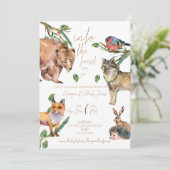 In het bos gaan we | Baby shower Uitnodiging (Staand voorkant)