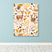 In het bos/Herfsthert op wit Canvas Afdruk (Insitu (Houten vloer))