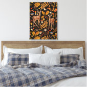 In het bos/Herfthert op zwart Canvas Afdruk (Insitu (Slaapkamer))