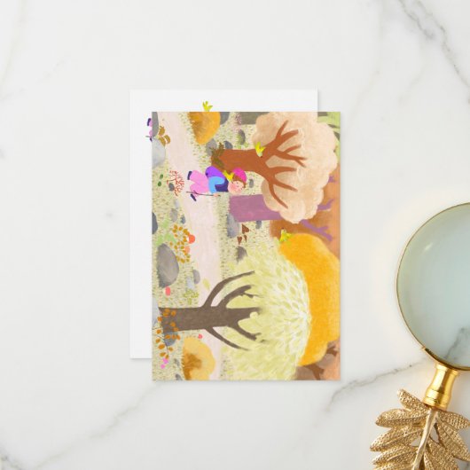 In het bos noot kaart illustratie (Voorkant / Achterkant in situ)