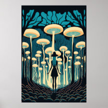In het bos van paddenstoelen Poster