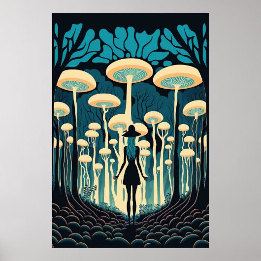 In het bos van paddenstoelen Poster (Voorkant)