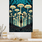 In het bos van paddenstoelen Poster (Keuken)