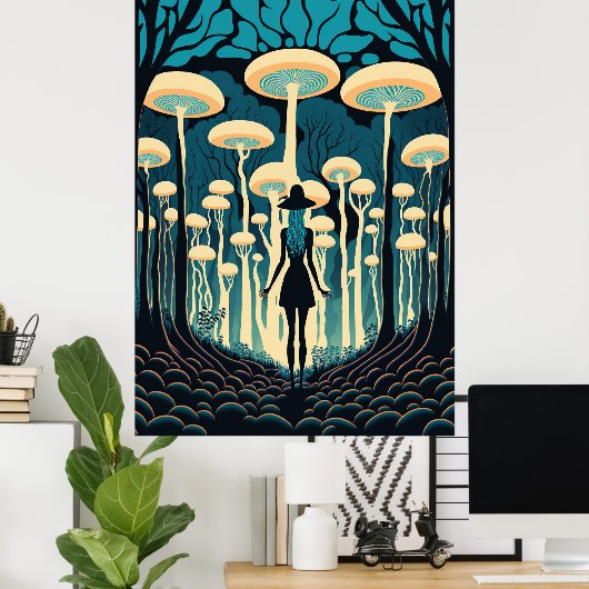 In het bos van paddenstoelen Poster (Thuiskantoor)