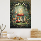 In het bos – Whimsical bosdier Poster (Keuken)