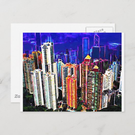 In het centrum van Hongkong: China: Briefkaart (Voorkant / Achterkant)